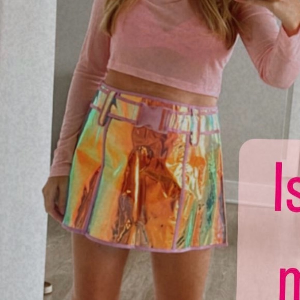 Dolls Kill Club Exx iridescent skirt